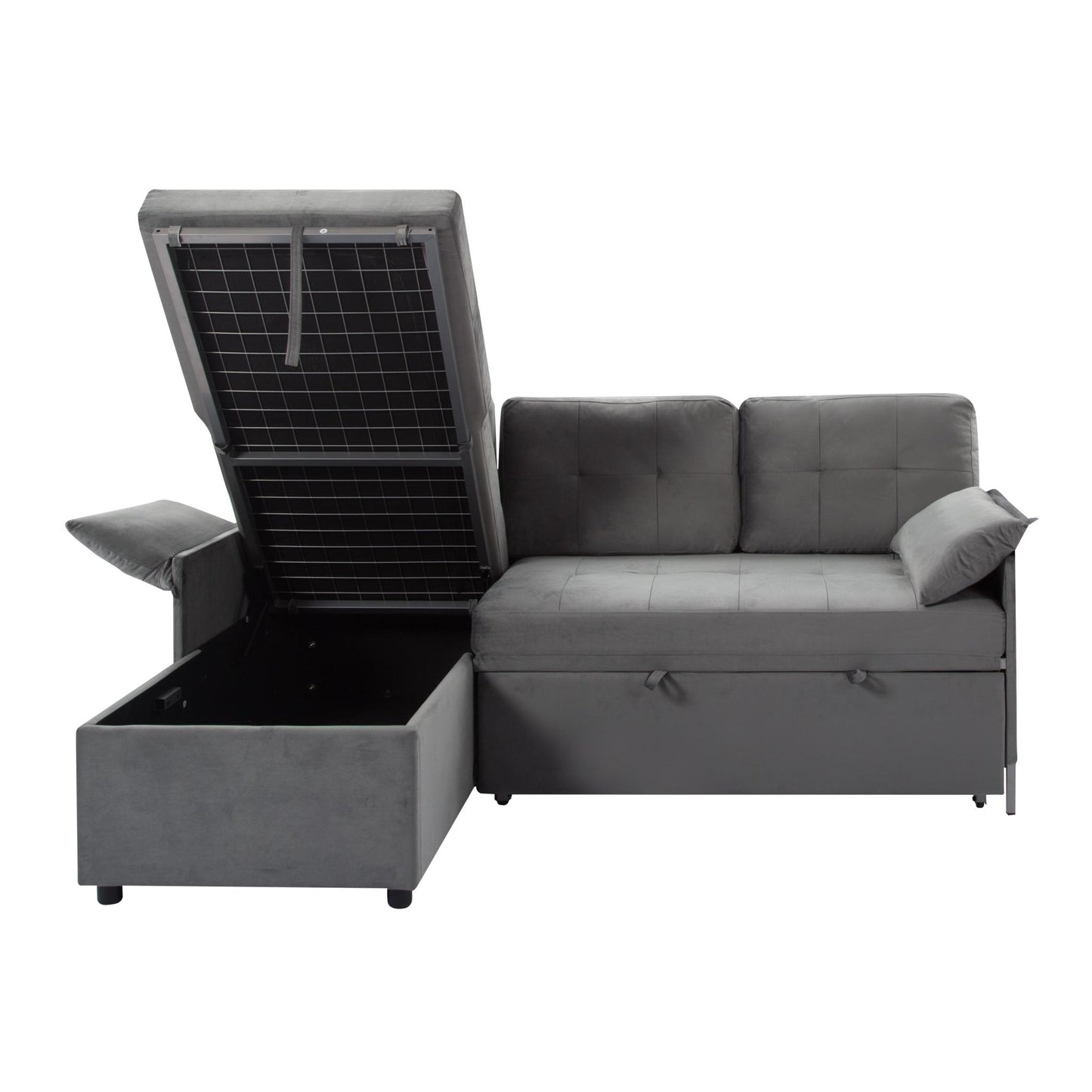 77.6” Reversible Sectional Sleeper Sofa with Storage & Pull-Out-Bed - Havenly Living