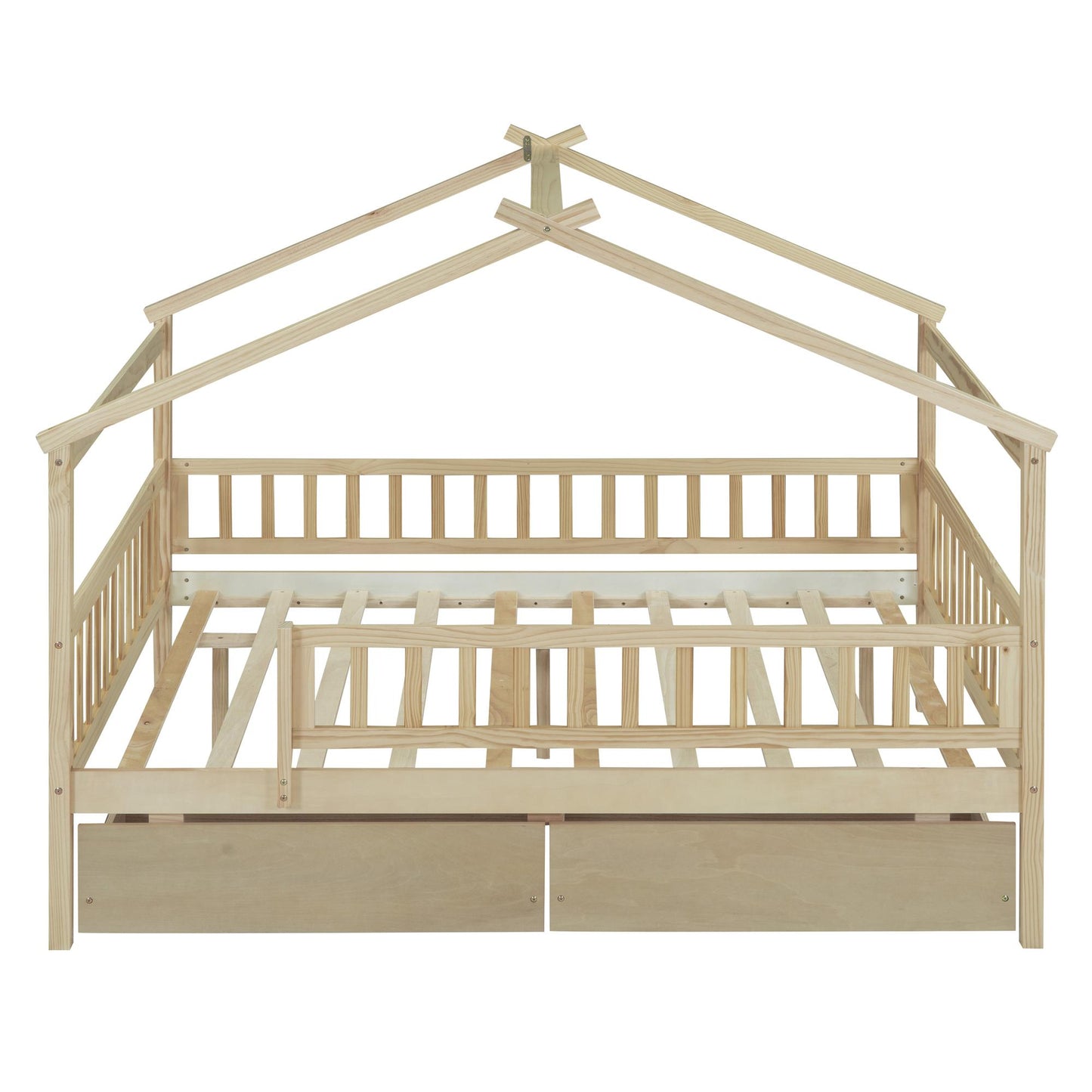 Full Size Wooden House Bed with Storage Drawers