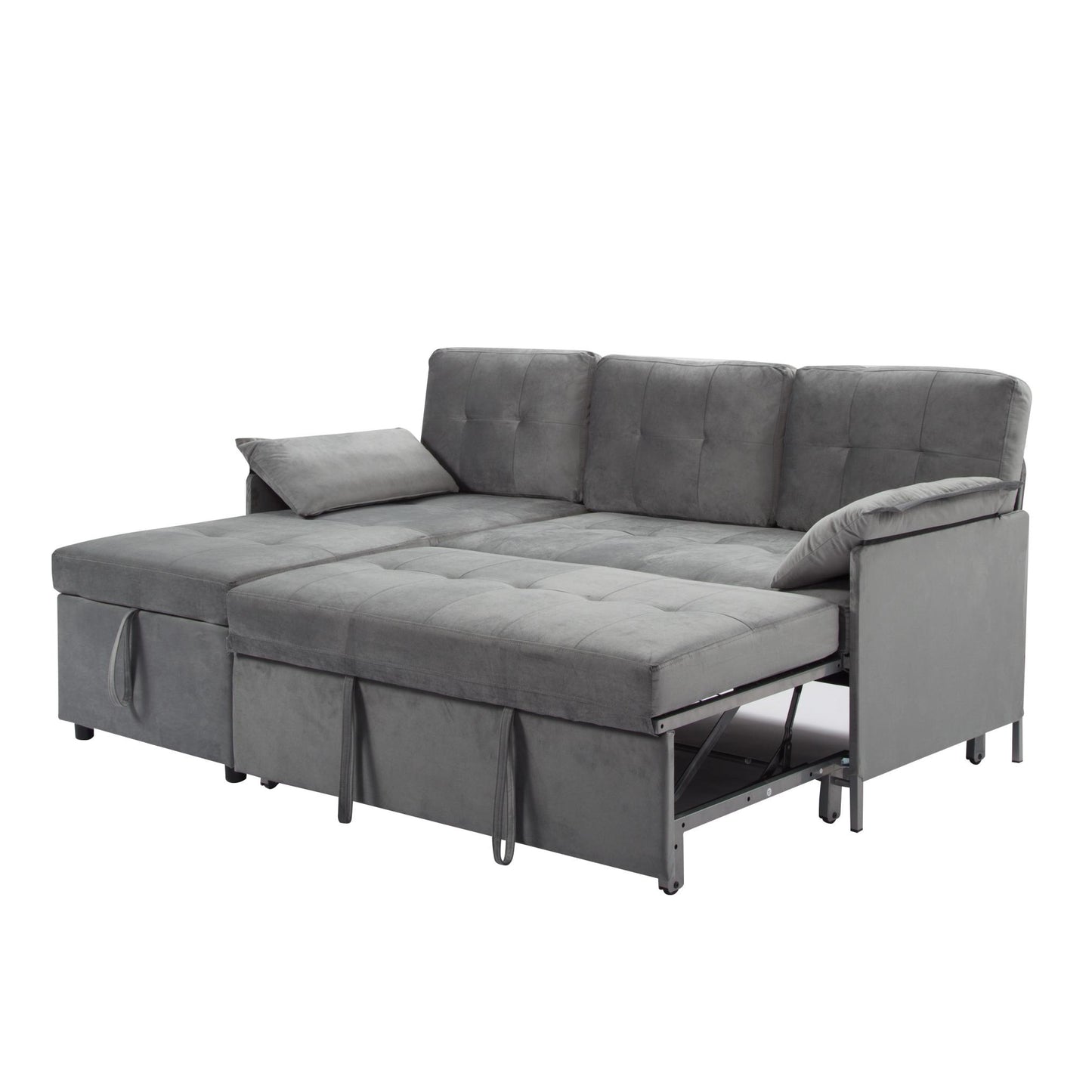 77.6” Reversible Sectional Sleeper Sofa with Storage & Pull-Out-Bed - Havenly Living