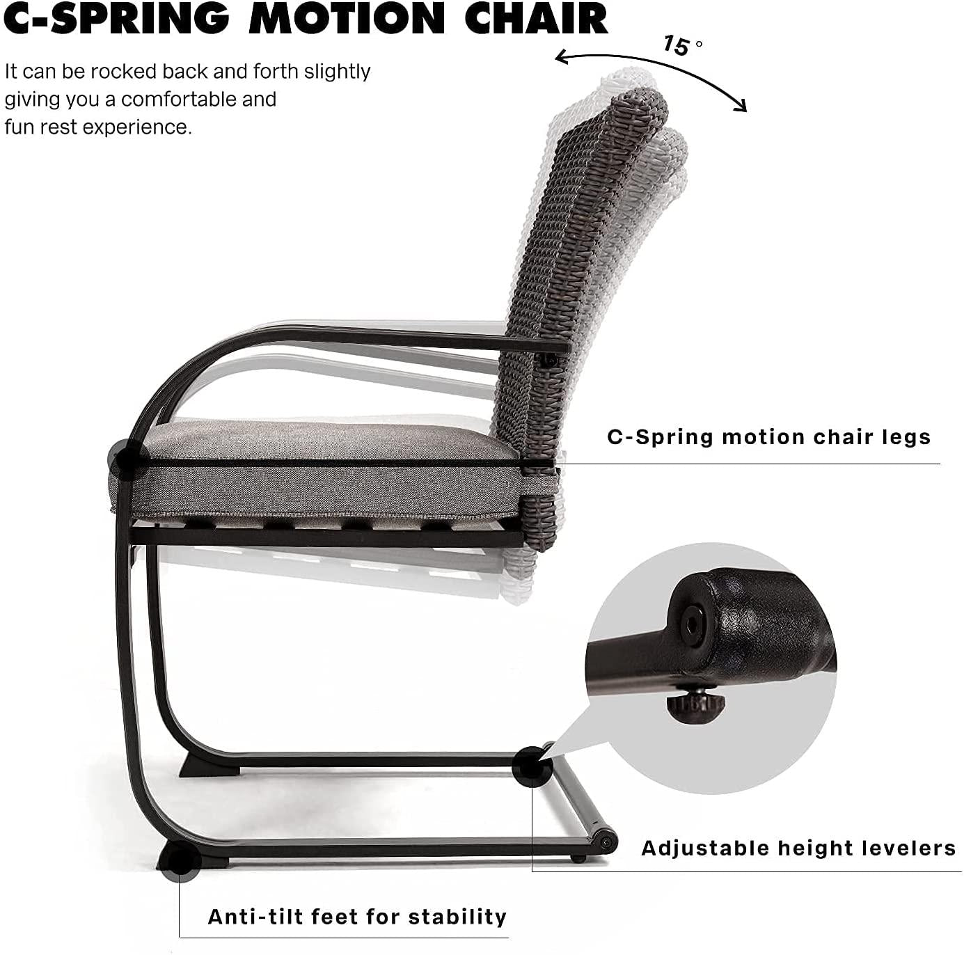 3-Piece Wicker Patio Bistro Set - Compact Outdoor Seating with Cushions