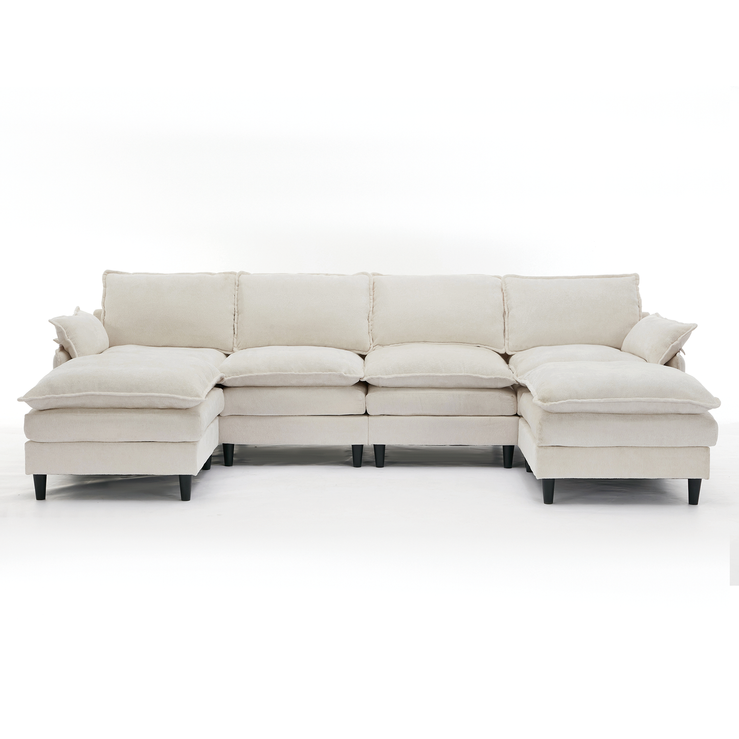 U-Shaped Cloud Modular Sofa 6 Seater Comfy Sectional with Armrests
