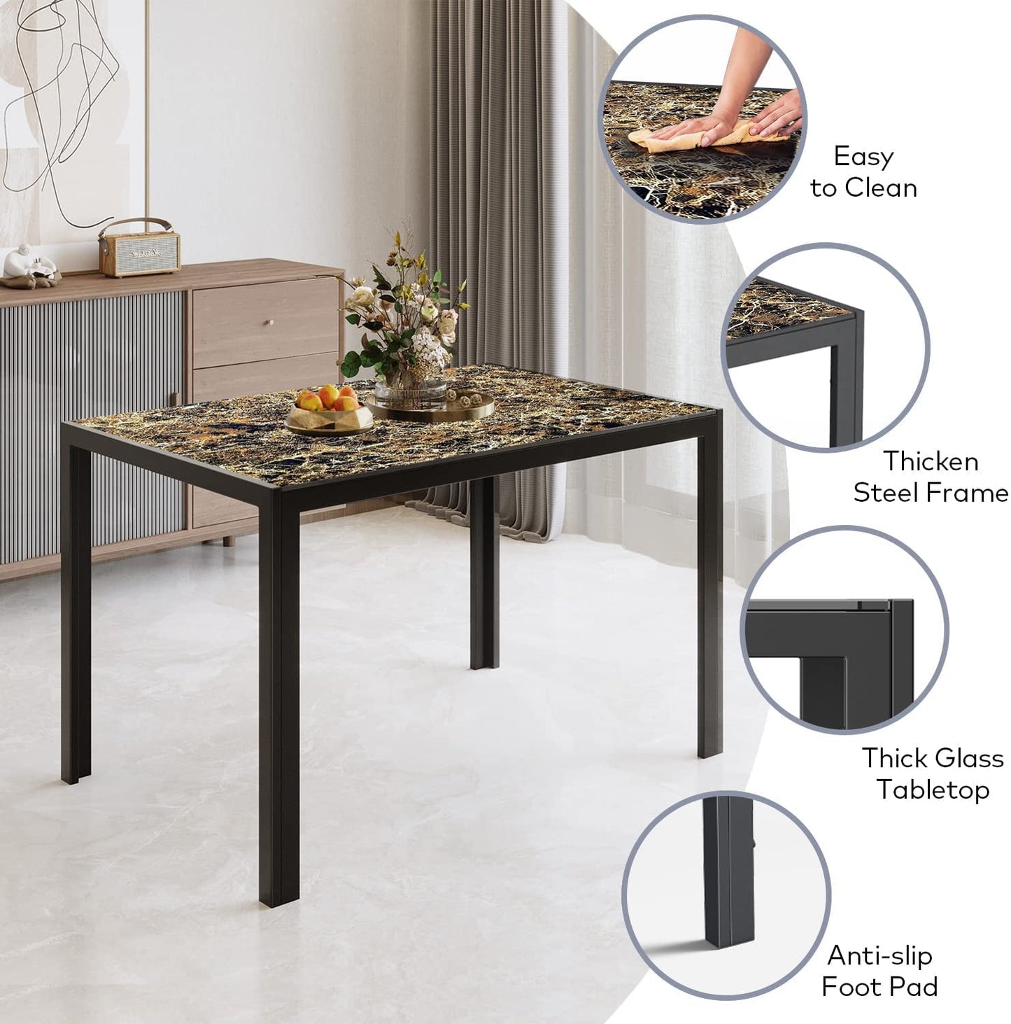 Modern Glass Top Dining Set For 6