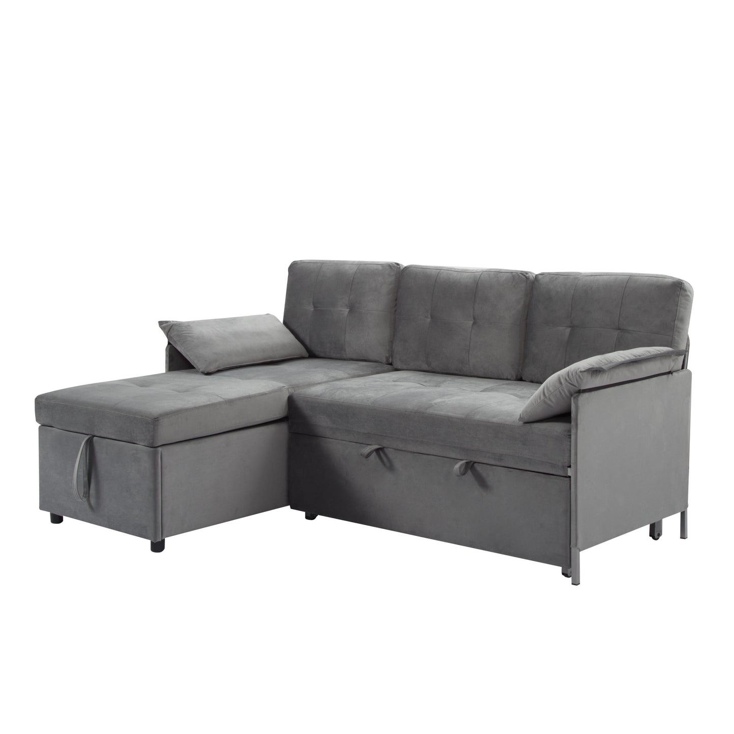 77.6” Reversible Sectional Sleeper Sofa with Storage & Pull-Out-Bed - Havenly Living