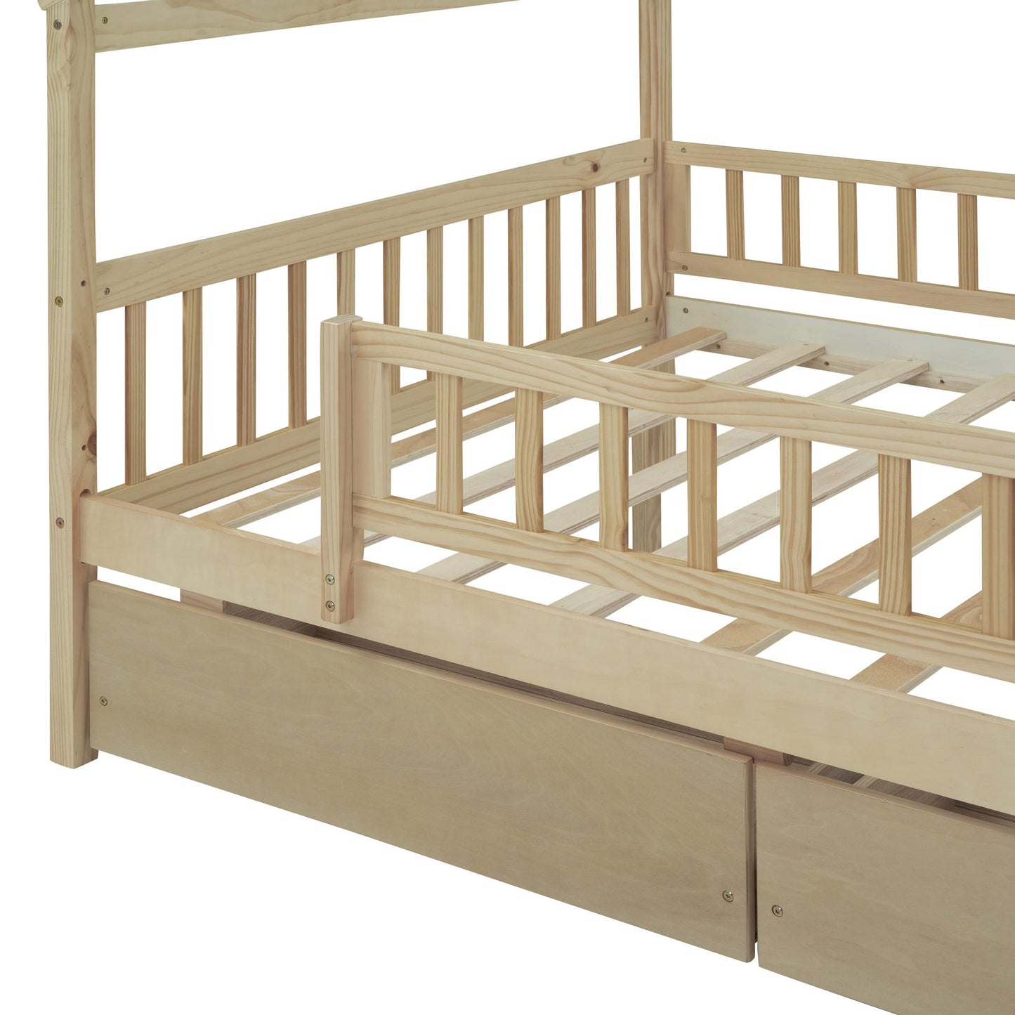 Full Size Wooden House Bed with Storage Drawers