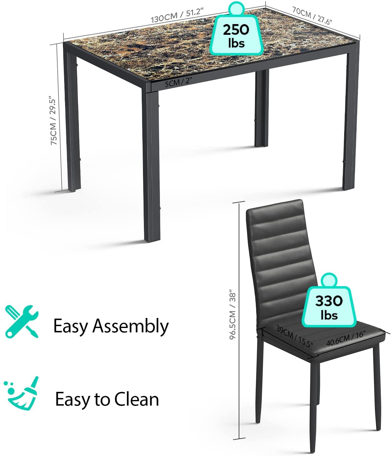 Modern Glass Top Dining Set For 6