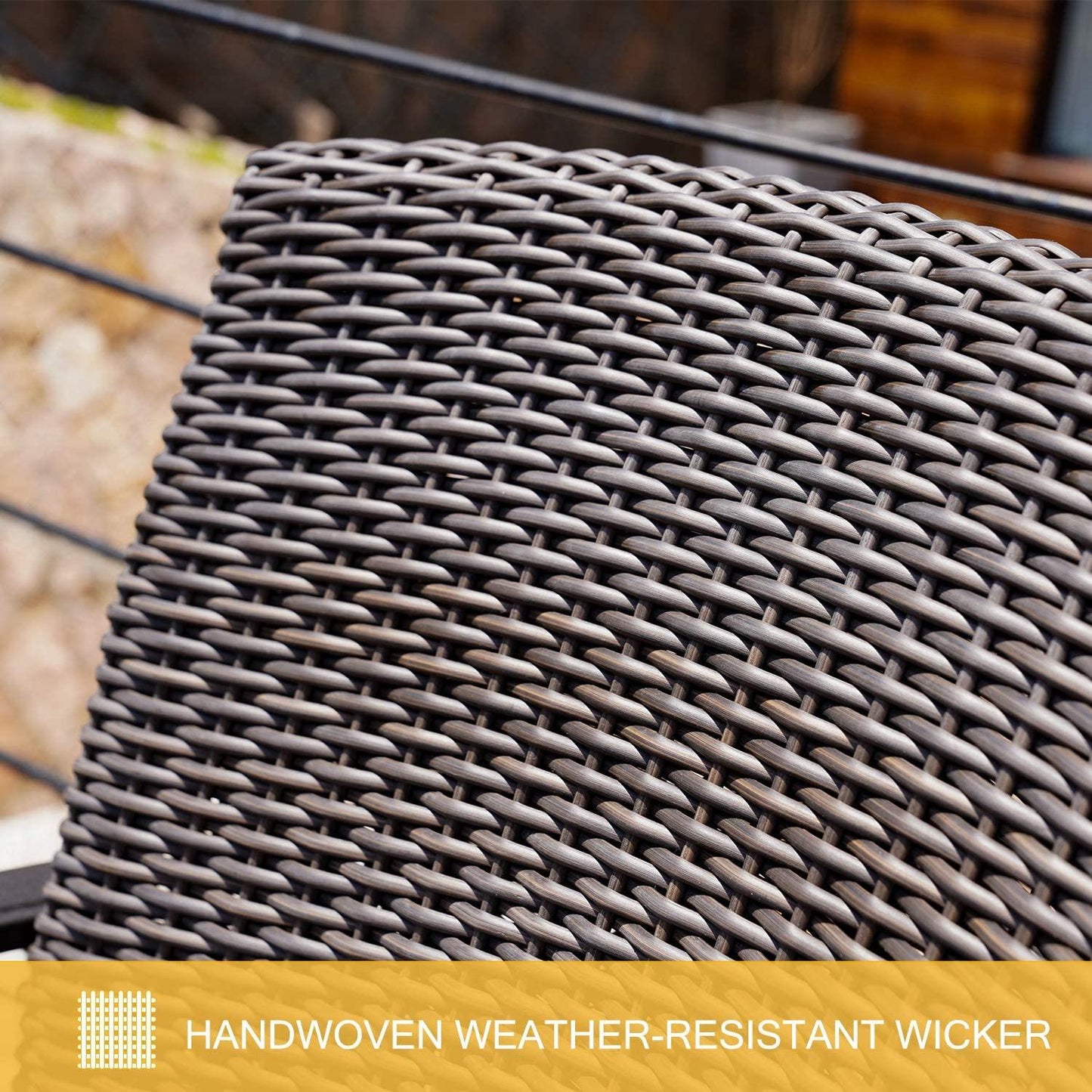 3-Piece Wicker Patio Bistro Set - Compact Outdoor Seating with Cushions