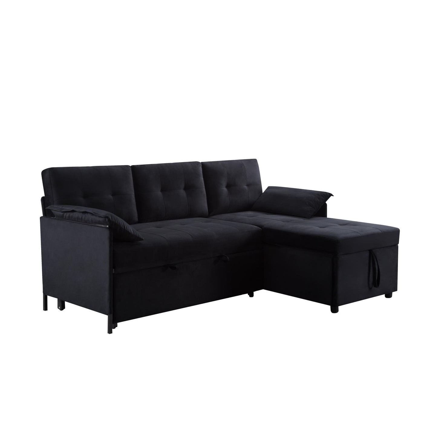 77.6” Reversible Sectional Sleeper Sofa with Storage & Pull-Out-Bed - Havenly Living
