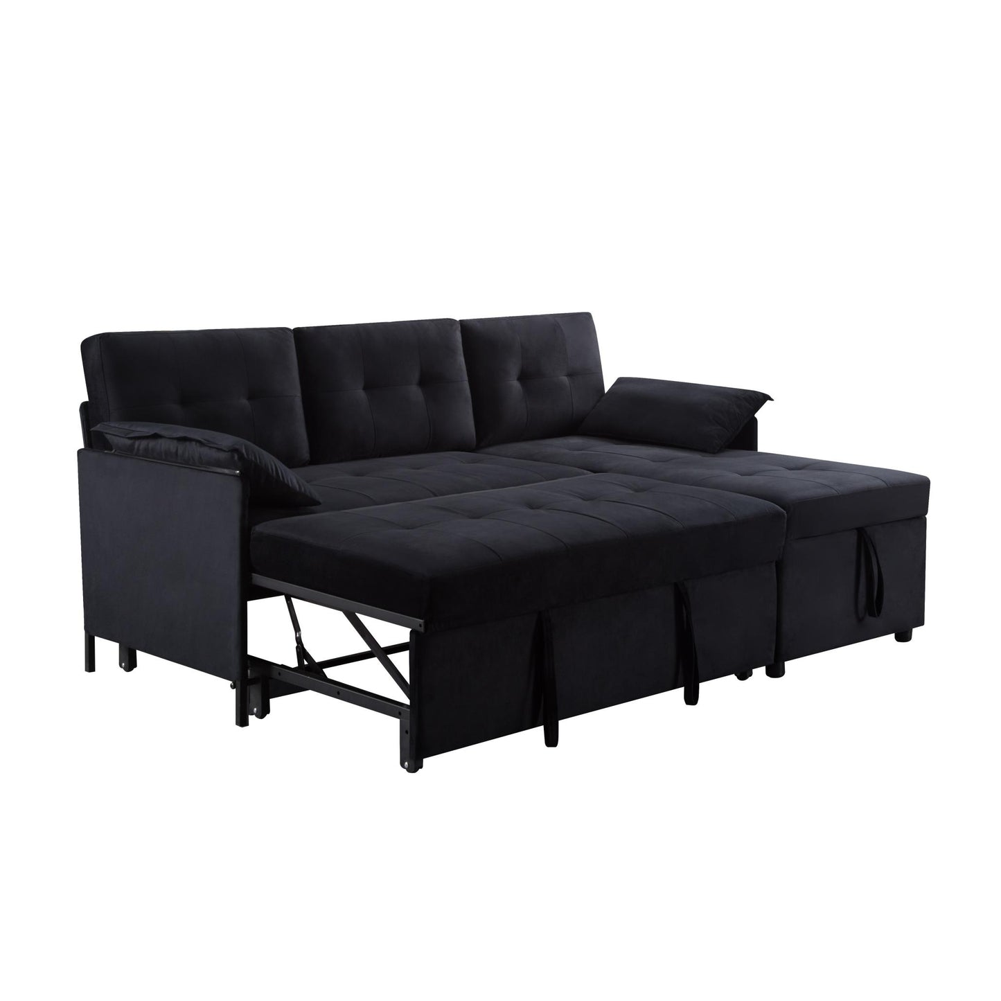 77.6” Reversible Sectional Sleeper Sofa with Storage & Pull-Out-Bed - Havenly Living