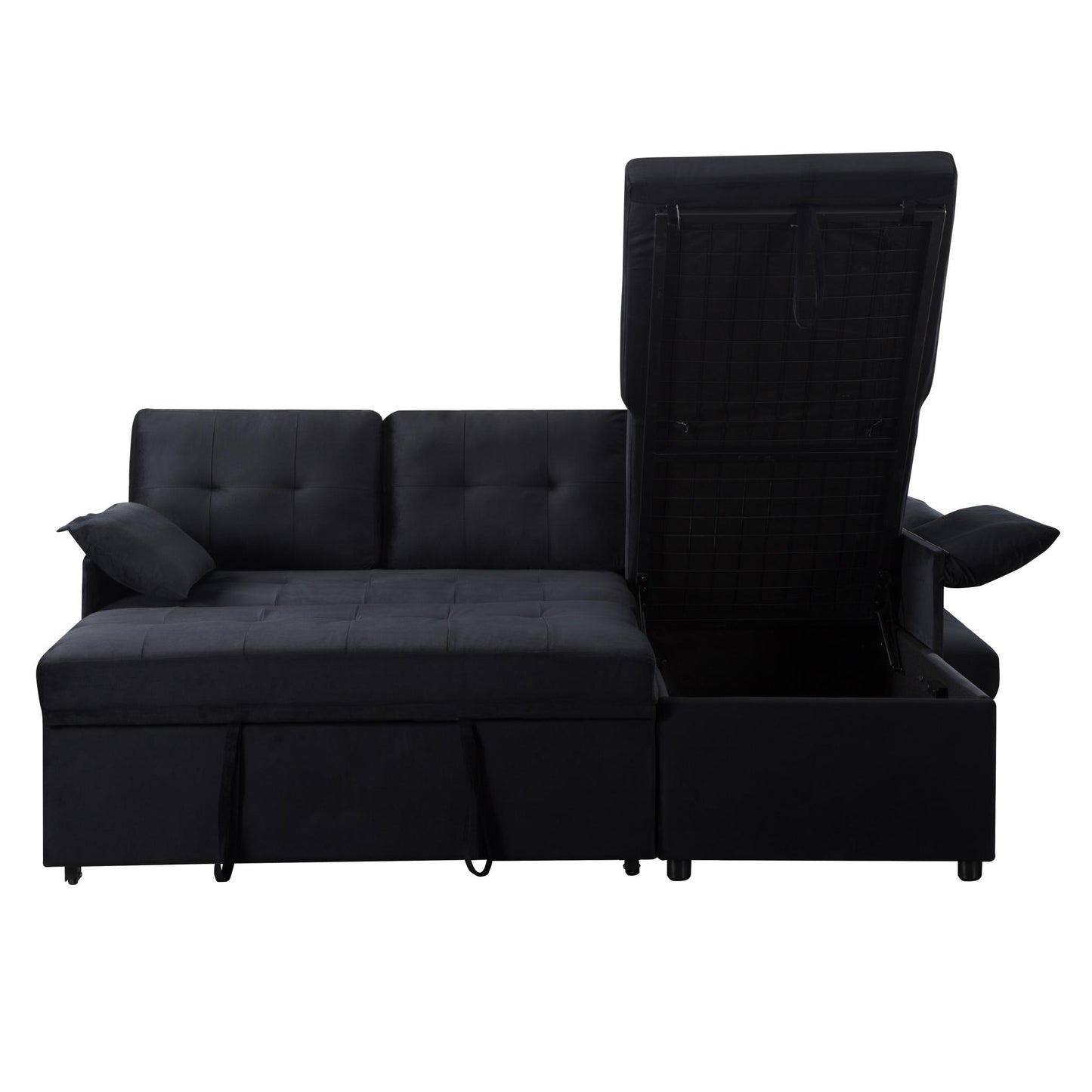 77.6” Reversible Sectional Sleeper Sofa with Storage & Pull-Out-Bed - Havenly Living